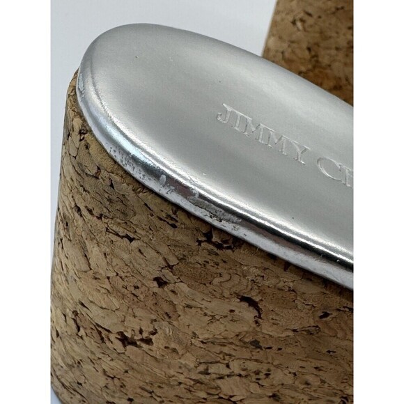 Jimmy Choo Women's Velvety SILVER Cork Wedge Heel Thong Sandals SIZE 40 1/2 - Picture 9 of 15